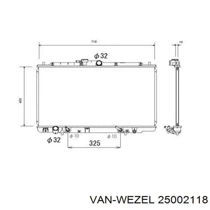 25002118 VAN Wezel radiador refrigeración del motor