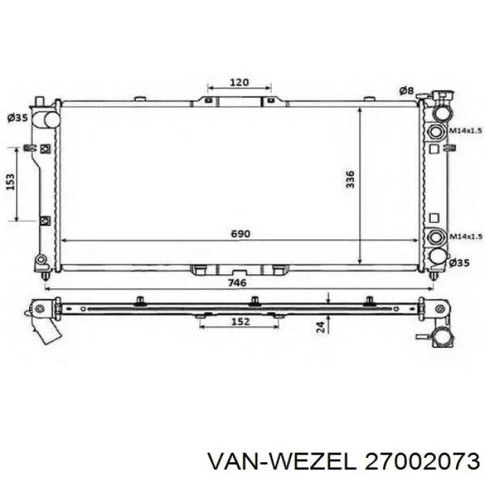 27002073 VAN Wezel radiador refrigeración del motor