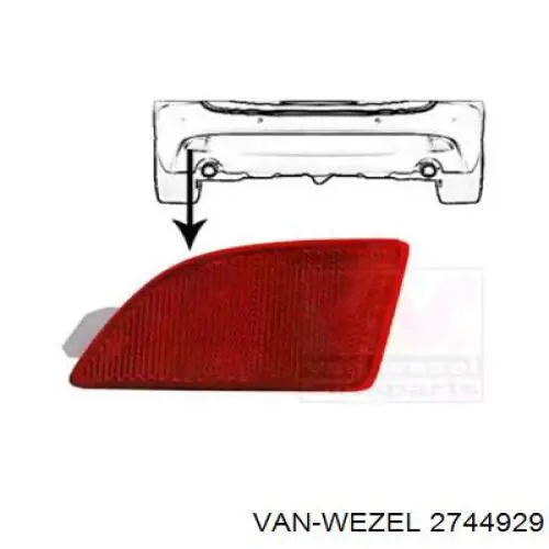 2744929 VAN Wezel reflector, parachoques trasero, izquierdo