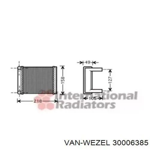 Radiador de calefacción trasero VAN Wezel 30006385 precio, desde 24,20 EUR