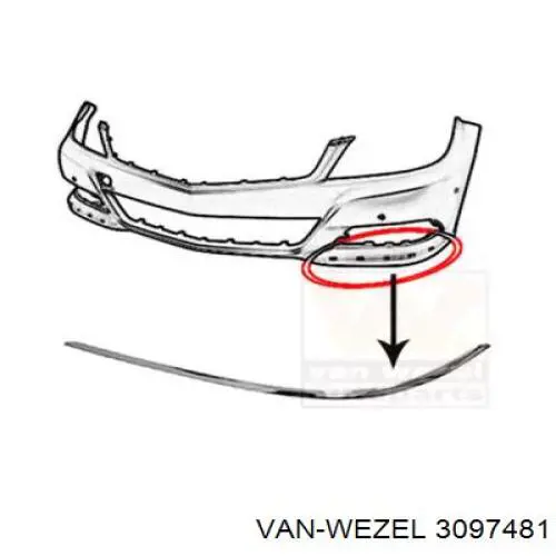 3097481 VAN Wezel moldura de parachoques delantero derecho