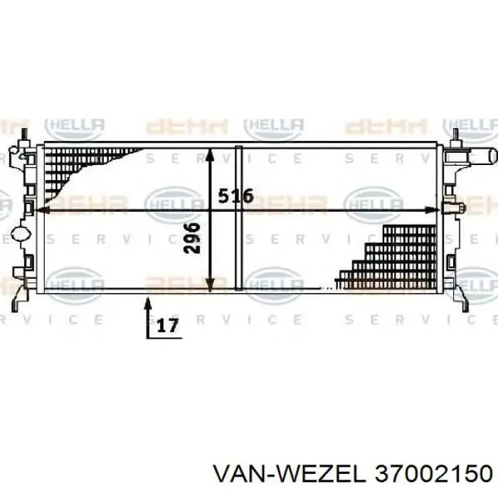 37002150 VAN Wezel radiador refrigeración del motor