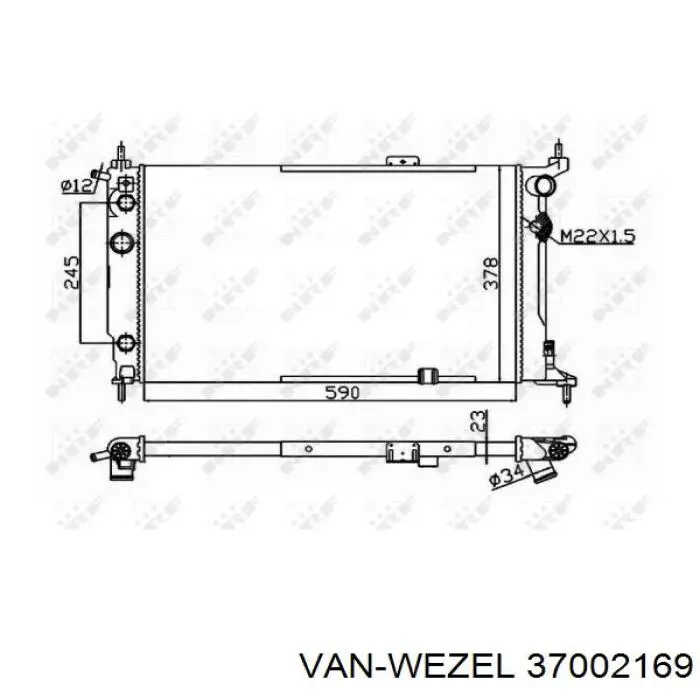 37002169 VAN Wezel radiador refrigeración del motor