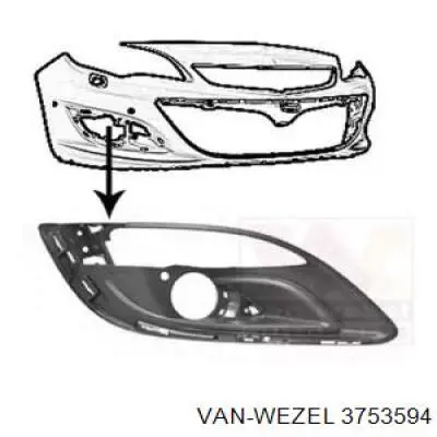 3753594 VAN Wezel rejilla de antinieblas delantera derecha