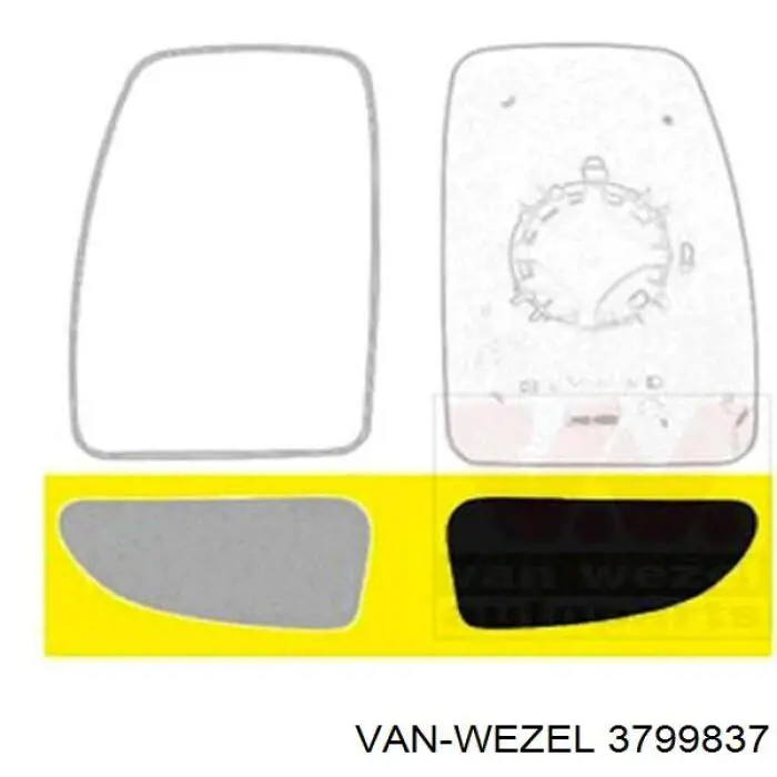 3799837 VAN Wezel cristal de espejo retrovisor exterior izquierdo