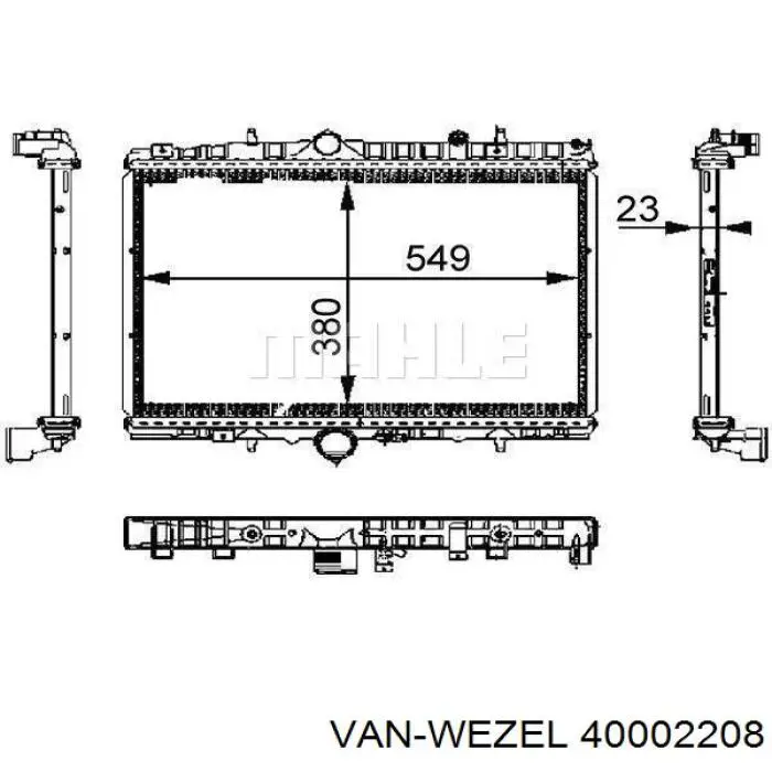 40002208 VAN Wezel radiador refrigeración del motor