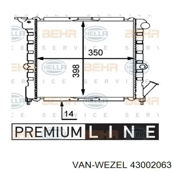 Comprar 43002063 VAN Wezel Radiador de auto