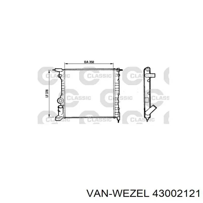 43002121 VAN Wezel radiador refrigeración del motor