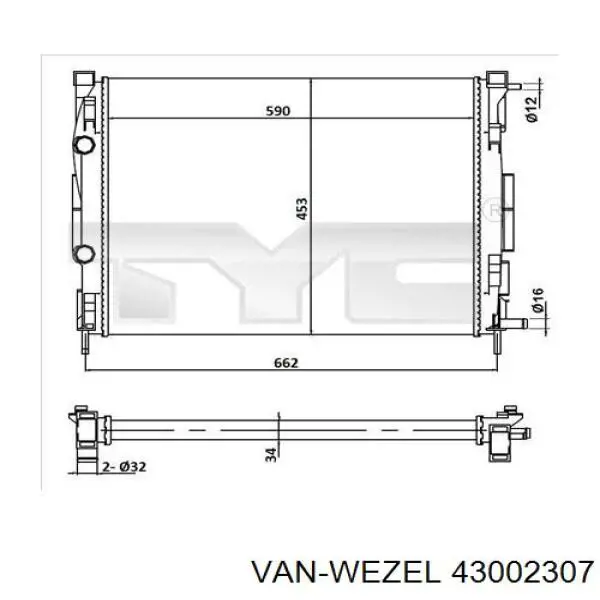 43002307 VAN Wezel radiador