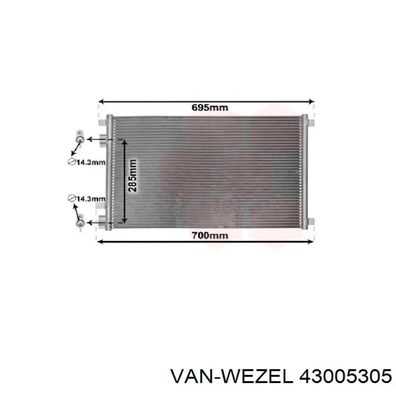 Comprar 43005305 VAN Wezel Condensador de aire acondicionado