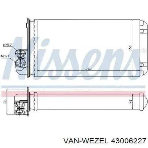 43006227 VAN Wezel radiador de calefacción