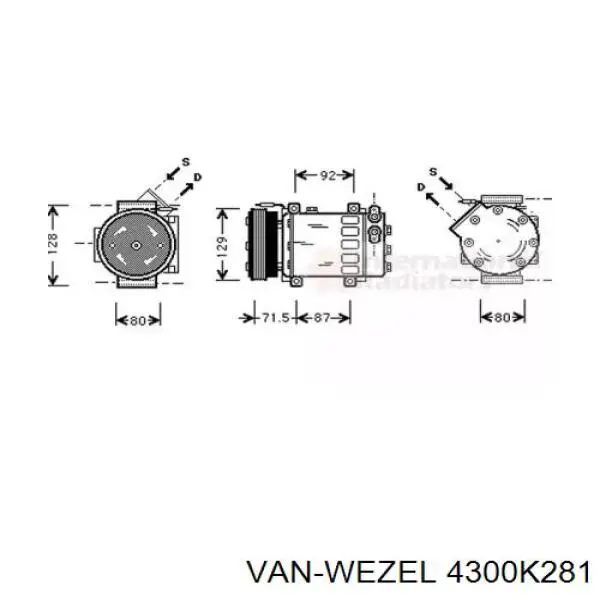 Compresor ac VAN Wezel 4300K281 precio, desde 66,28 EUR