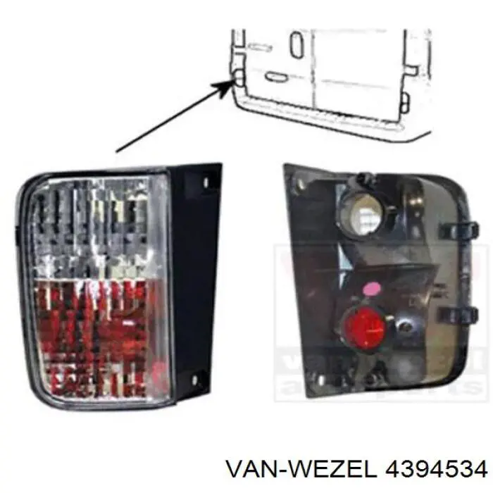 4394534 VAN Wezel parachoques trasero, parte derecha