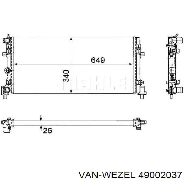 49002037 VAN Wezel radiador refrigeración del motor