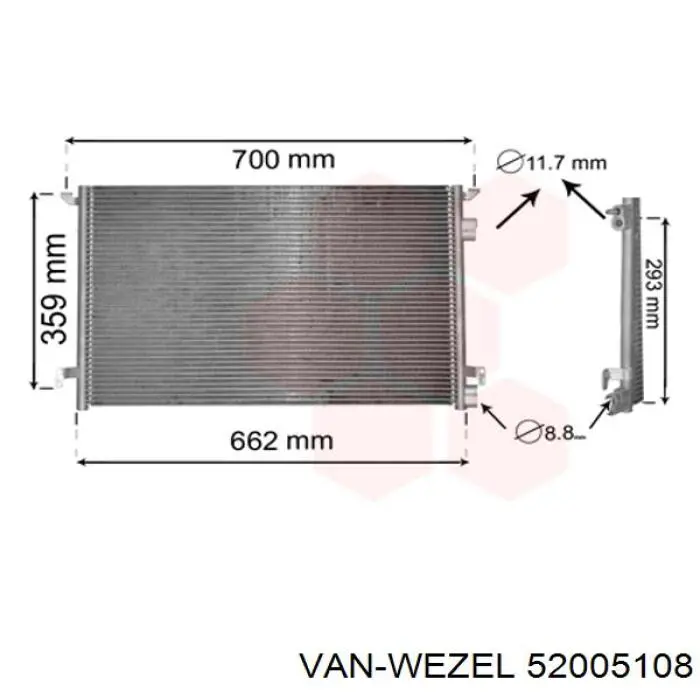 Comprar 52005108 VAN Wezel Condensador de aire acondicionado