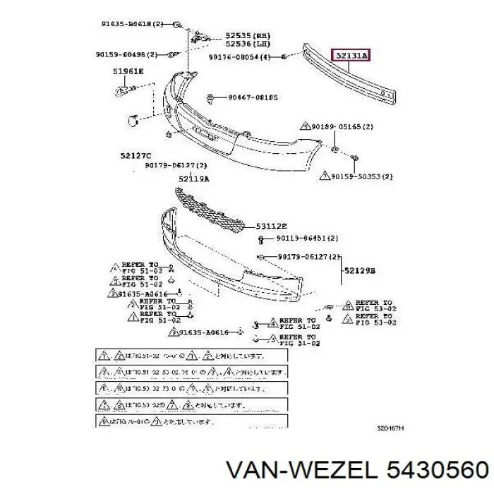 5430560 VAN Wezel refuerzo parachoque delantero