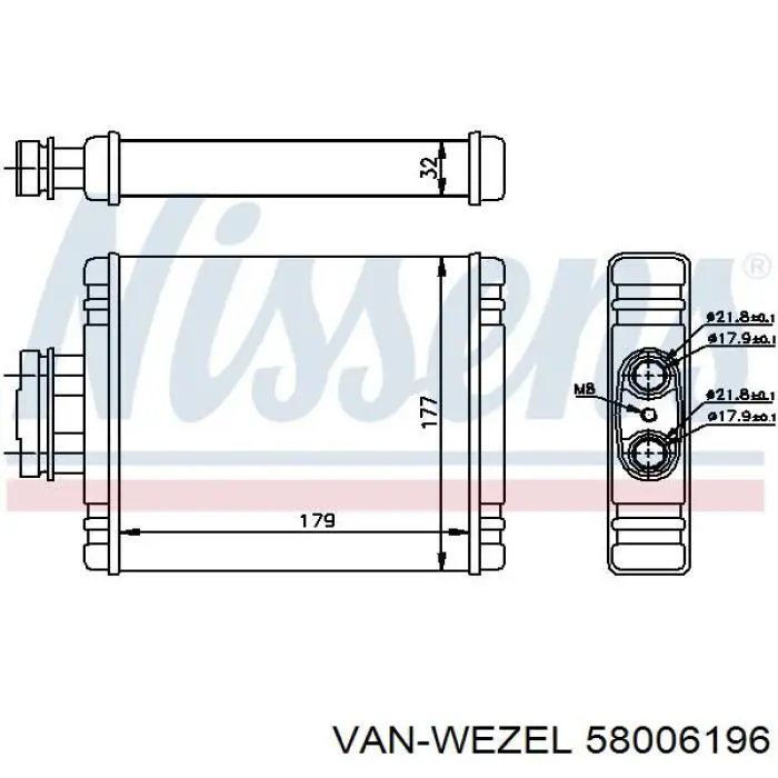58006196 VAN Wezel radiador calefacción