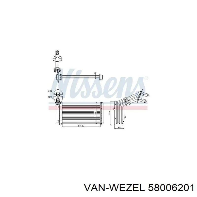 58006201 VAN Wezel radiador de calefacción