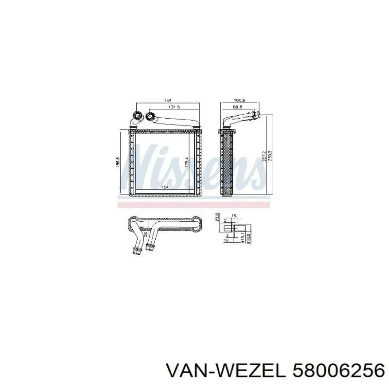 Radiador calefacción 58006256 VAN Wezel
