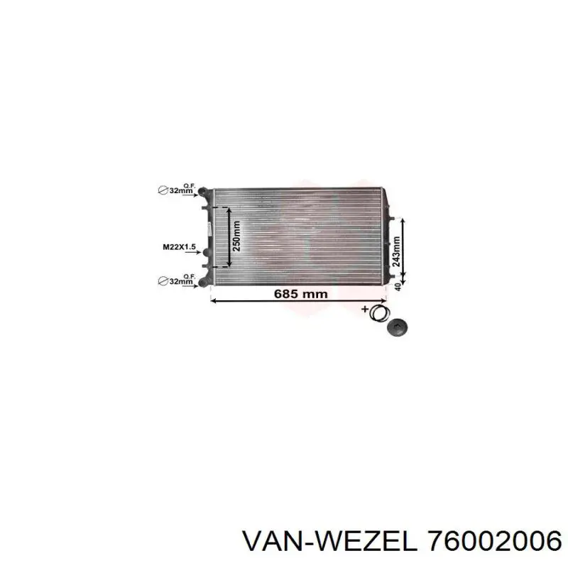 76002006 VAN Wezel radiador refrigeración del motor