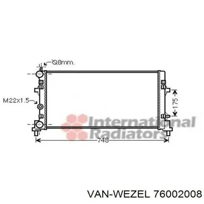 76002008 VAN Wezel radiador refrigeración del motor