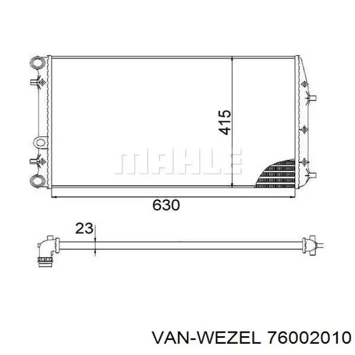 76002010 VAN Wezel radiador refrigeración del motor