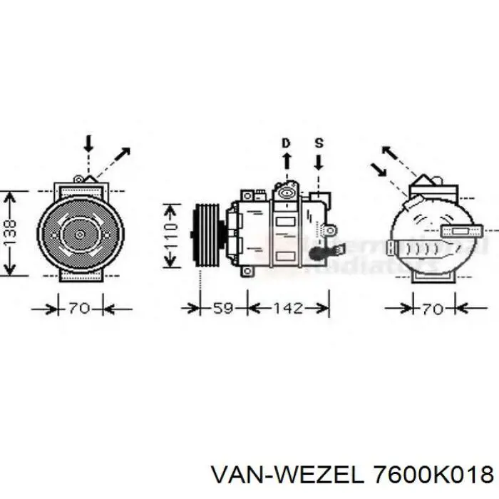 7600K018 VAN Wezel compresor de aire acondicionado