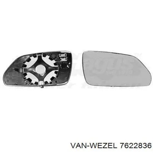 7622836 VAN Wezel cristal de espejo retrovisor exterior derecho