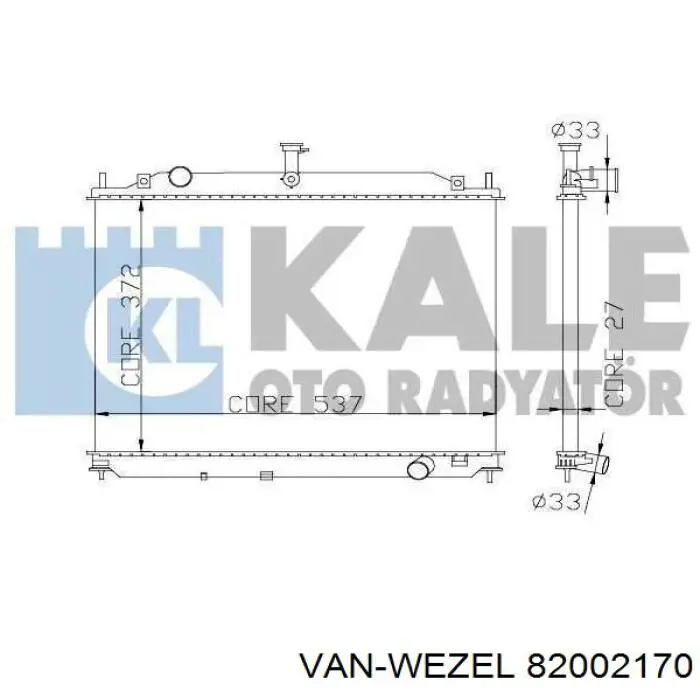 82002170 VAN Wezel radiador refrigeración del motor