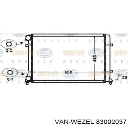 83002037 VAN Wezel radiador refrigeración del motor