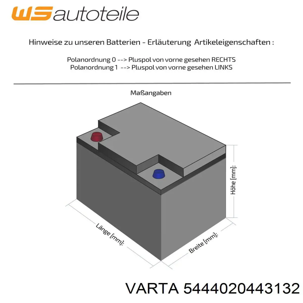Batería de Arranque Varta Blue Dynamic 44 ah 12 v B13 (5444020443132)