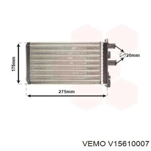 V15-61-0007 Vemo radiador de calefacción trasero