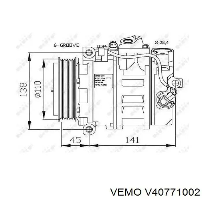 Polea del compresor de aire acondicionado Mercedes 9068302401