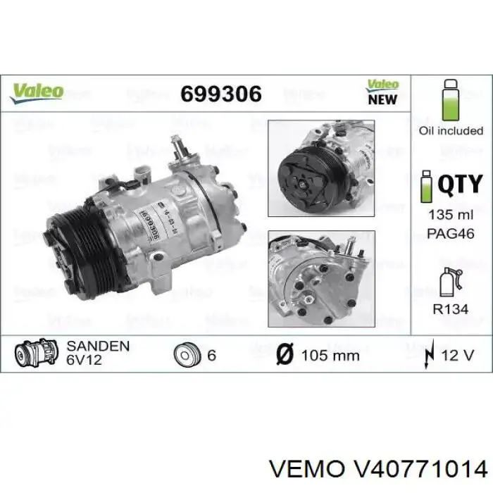 Acoplamiento magnético, compresor del aire acondicionado  V40771014 Vemo