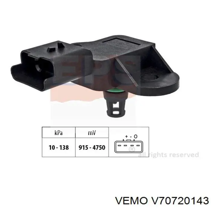 V70720143 Vemo sensor de presion de carga (inyeccion de aire turbina)