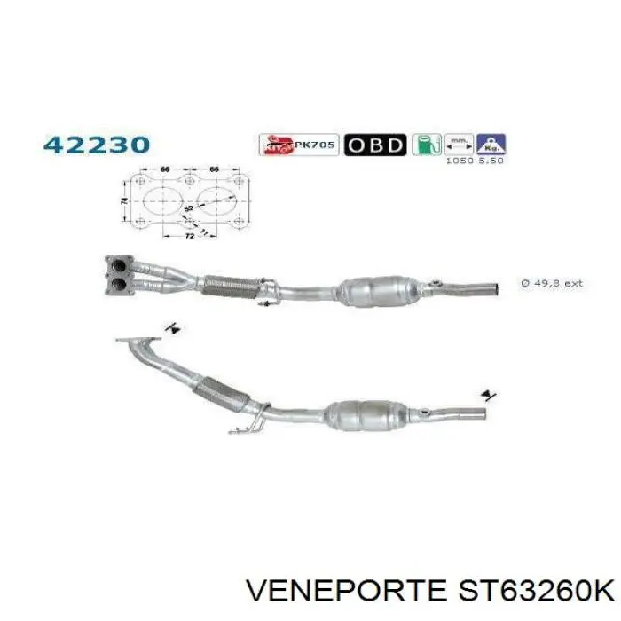 Silenciador delantero 1K0254508SX VAG