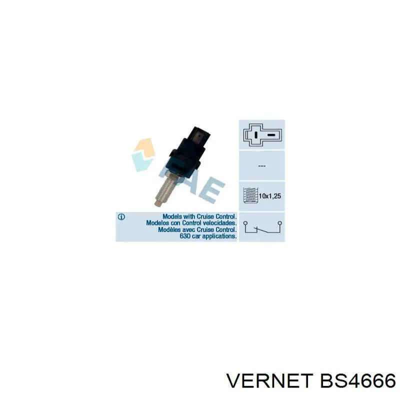 Interruptor de luz de freno Vernet BS4666 precio, desde 12,68 EUR