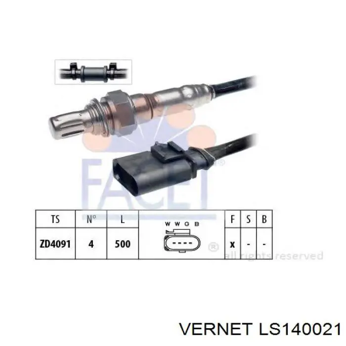 LS140021 Vernet sonda lambda sensor de oxigeno post catalizador