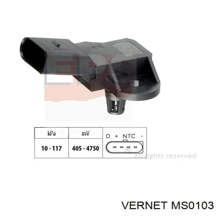 MS0103 Vernet sensor de presion del colector de admision