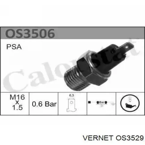 OS3529 Vernet Indicador de presión del aceite
