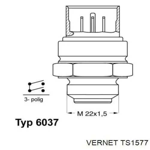 TS1577 Vernet sensor, temperatura del refrigerante (encendido el ventilador del radiador)
