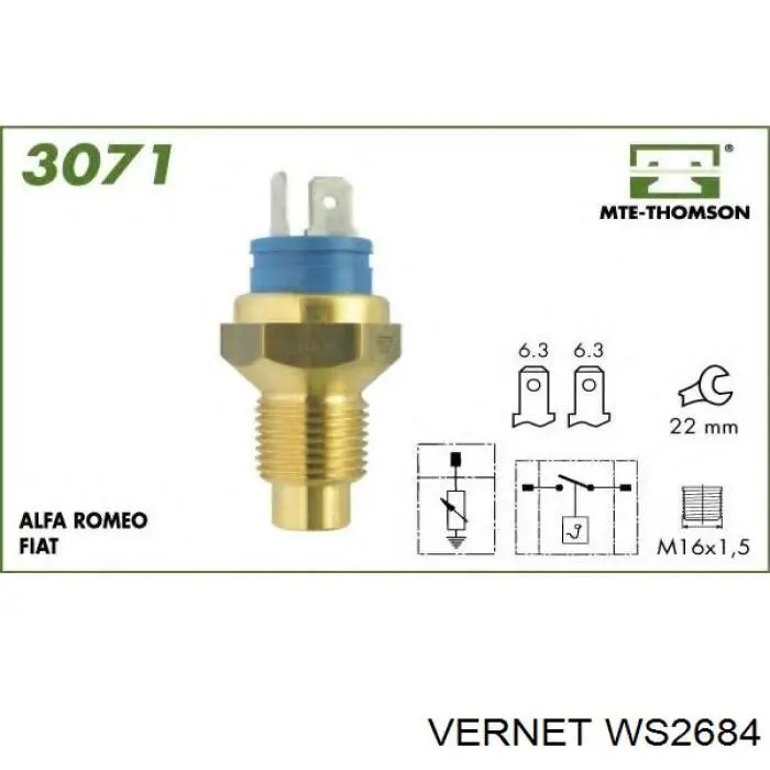 WS2684 Vernet sensor de temperatura del refrigerante