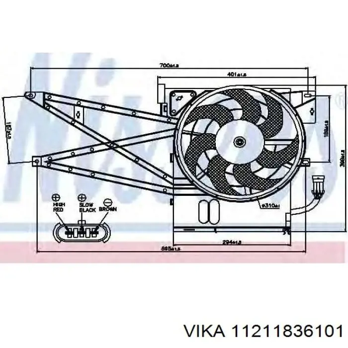 11211836101 Vika difusor de radiador, ventilador de refrigeración, condensador del aire acondicionado, completo con motor y rodete