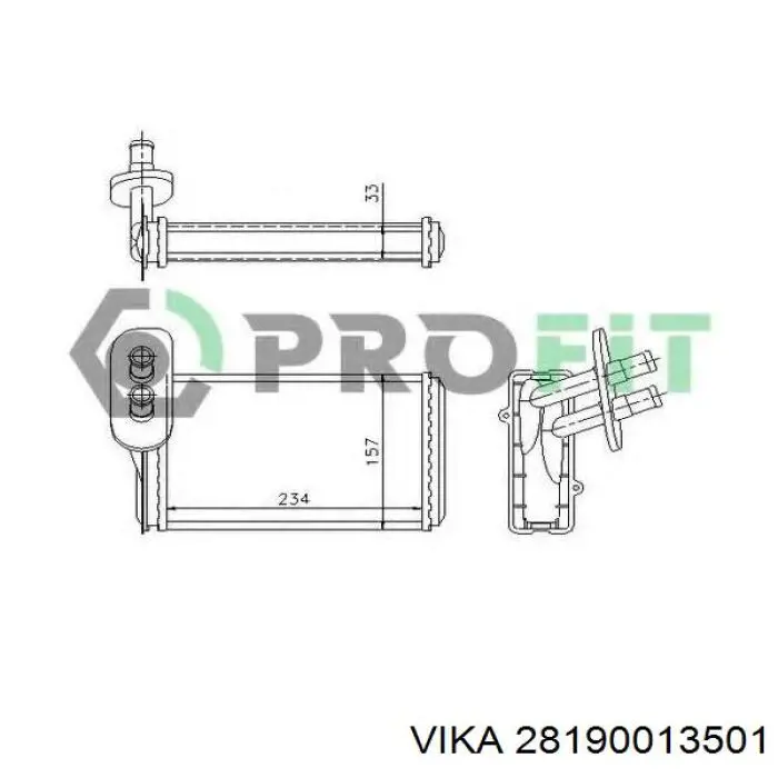 Radiador calefacción 1H2819031A VAG