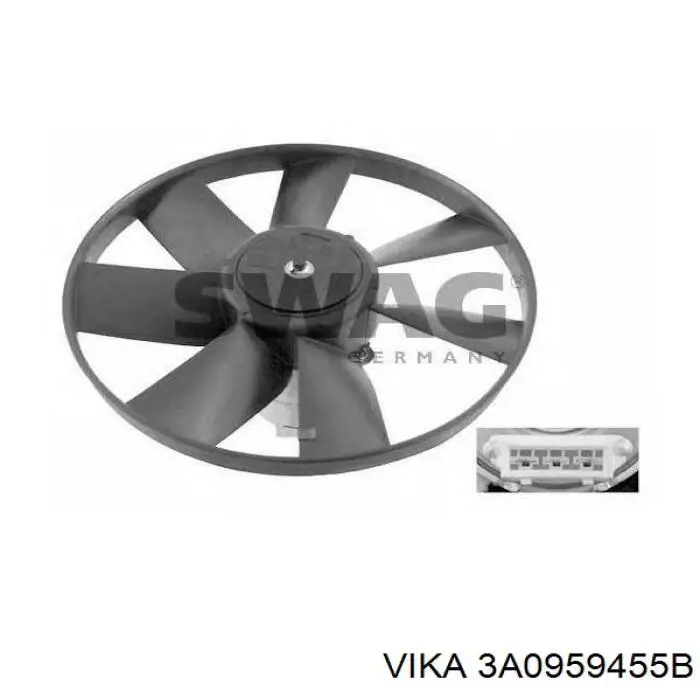 3A0959455B Vika ventilador (rodete +motor refrigeración del motor con electromotor completo)