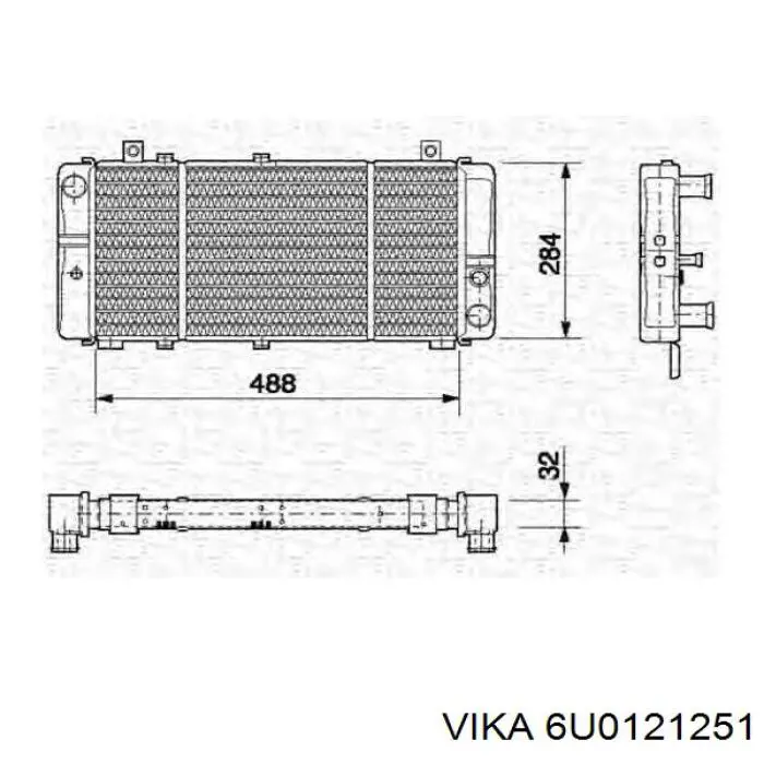 6U0121251 Vika radiador refrigeración del motor