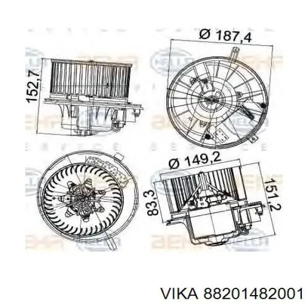 88201482001 Vika motor eléctrico, ventilador habitáculo