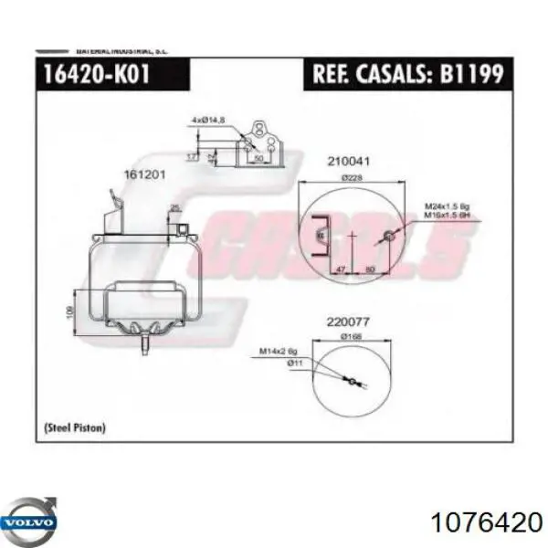 1076420 Volvo muelle neumático, suspensión