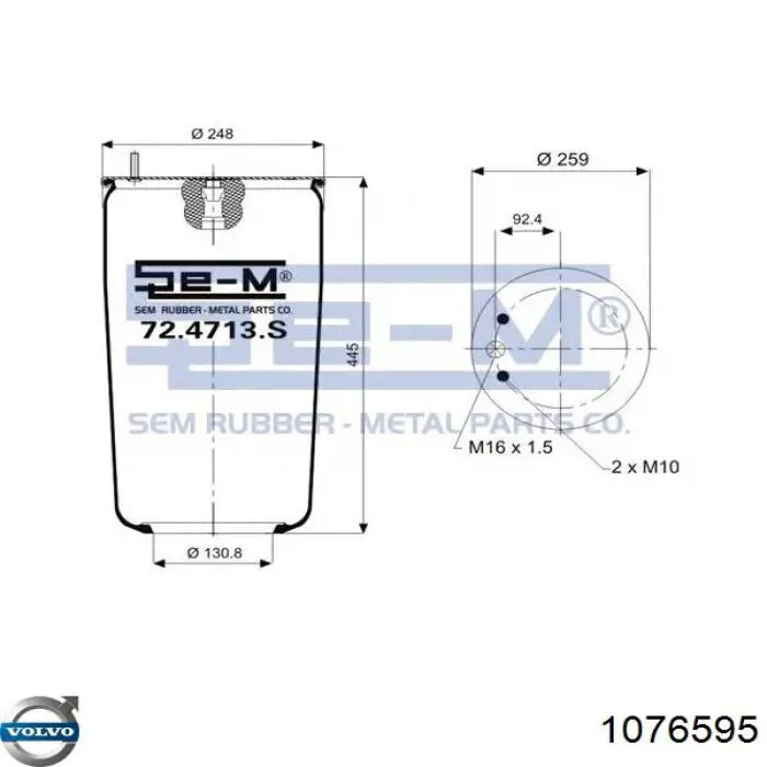 Comprar 1076595 Volvo Bolsa de aire del eje trasero