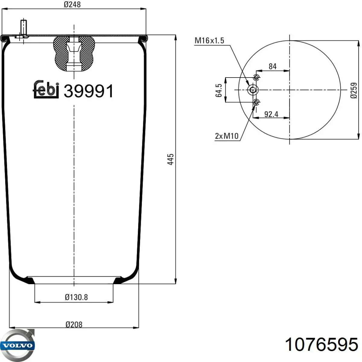 Bolsa de aire del eje trasero Diesel Technic 262440